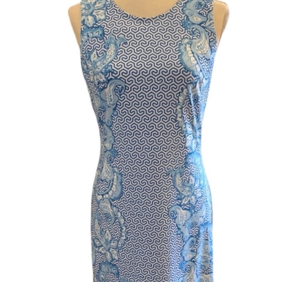 J. McLaughlin Sophia Dress Sleeveless White Blue Size XS - Picture 11 of 12